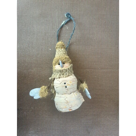 Rustic Primitive Snowman Burlap Hat Scarf Christmas Ornament - Picture 2 of 3